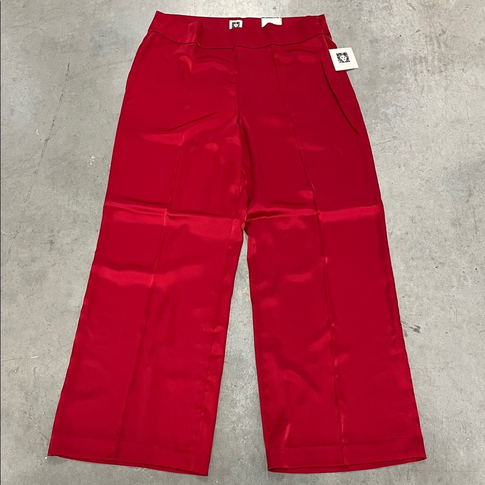 Anne Klein Red Wide-Leg Pants